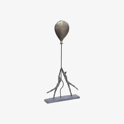 Olivia's Libra Calm Neutral Collection - Antique Balloon Couple Sculpture in Bronze