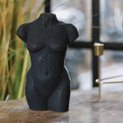 Olivia's Rebecca Kate Erratt Female Torso Sculpture - Matt Black