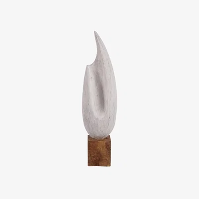 Olivia's Libra Interiors Hand Carved Solid Wood Tall Sculpture White