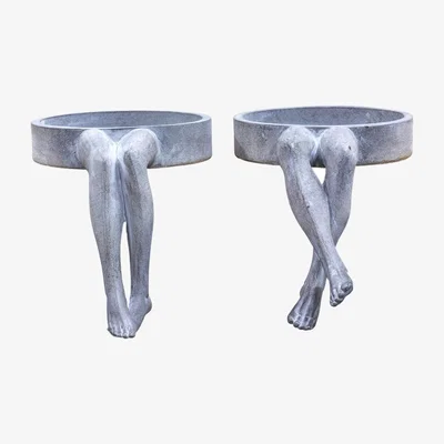 Olivia's Gallery Interiors Set of 2 Kingsley Leggy Plant Stand Grey