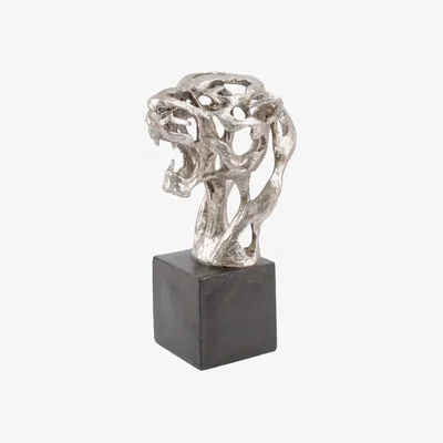 Olivia's Libra Midnight Mayfair Collection - Addo Abstract Tiger Head Sculpture in Silver | Outlet
