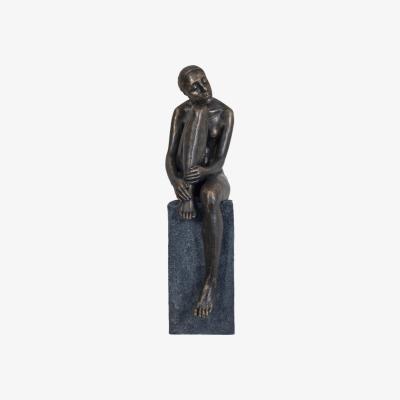 Olivia's Libra Thinking Lady Sculpture In Bronze Resin