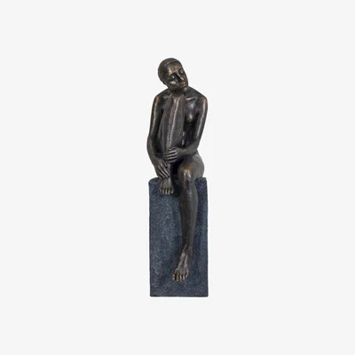 Olivia's Libra Thinking Lady Sculpture In Bronze Resin