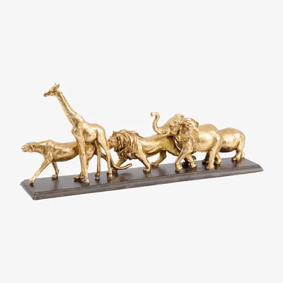 Olivia's Libra Luxurious Glamour Collection - Safari Wild Animals Sculpture Gold Resin