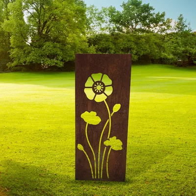 Downtown Poppy Forge Poppy Decorative Garden Screen - Small In Metal