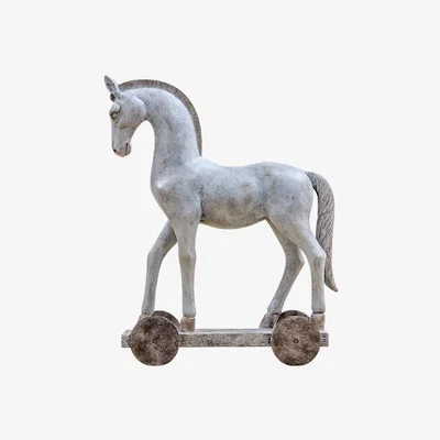 Perch and Parrow Heroic Horse on Wheels in Light Grey