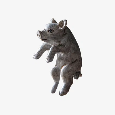Perch and Parrow Pia Piglet Pot Hanger in Grey, Set of Two