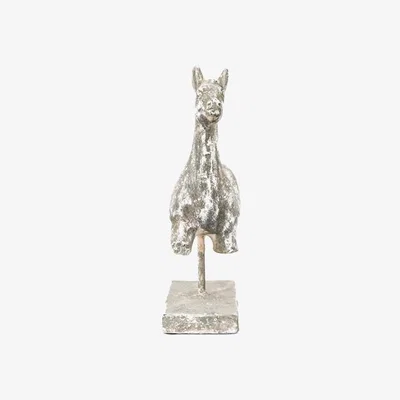 Perch and Parrow Augustus Horse Sculpture in Distressed White