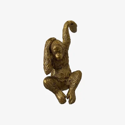 Perch and Parrow Owen Orangutan Gold Pot Hanger, Set of Two