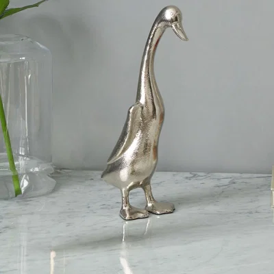 Pagazzi Silver Metal Large Duck Statue