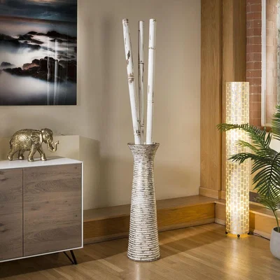 Quatropi Quatropi Gorgeous set of 5 Ornamental Display White Washed Bamboo Cane