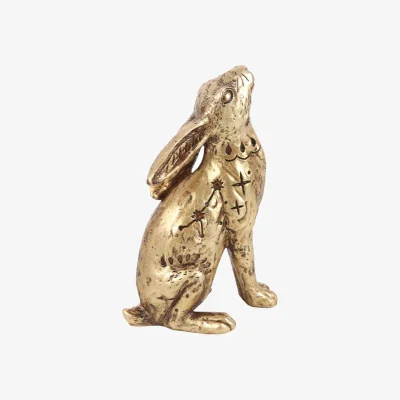 The Range Whimsical 13Cm Resin Hare Ornament For Home Decor - Gold