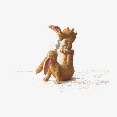 The Range Kissing Bunnies With Heart Ornament  - Brown