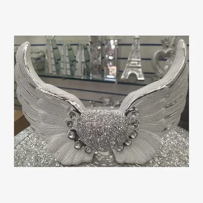 The Range Silver Crushed Diamond Angel Heart Wings Ornament - Silver