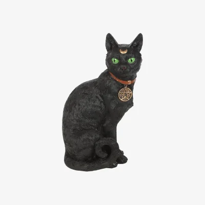 The Range Mystical Black Cat Figurine With Pentacle Collar - Black