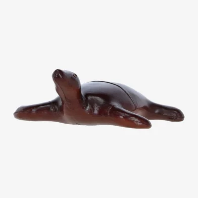 The Range Handcrafted Leather Turtle Decorative Ornament - Chestnut