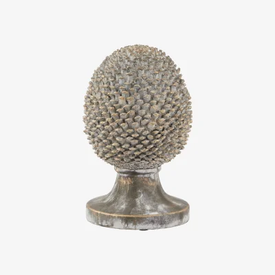 The Range Majestic Pinecone Ornament With Gold Accents - Grey
