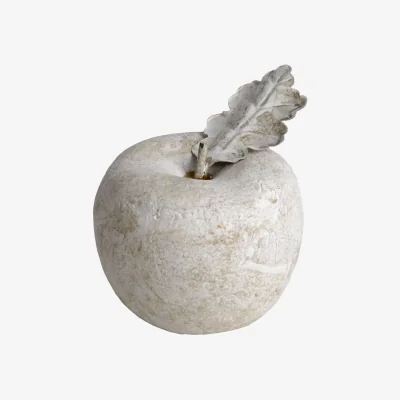 The Range Antiqued Stone Apple Sculpture Small Size Decor - Cream