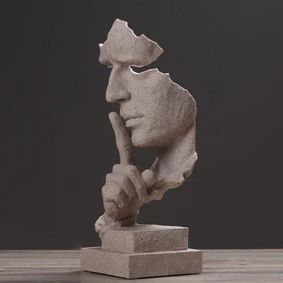 The Range Silence Face Figurine Sculpture - Sand