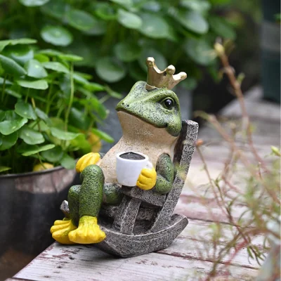 The Range Frog Prince Tabletop Ornament with Coffee Cup - Green