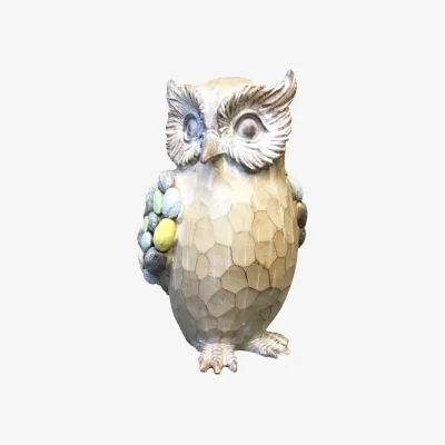 The Range Owl with Coloured Stone Effect Wings - Beige