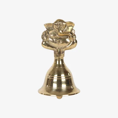 The Range Ganesh Brass Altar Bell For Spiritual Rituals - Gold