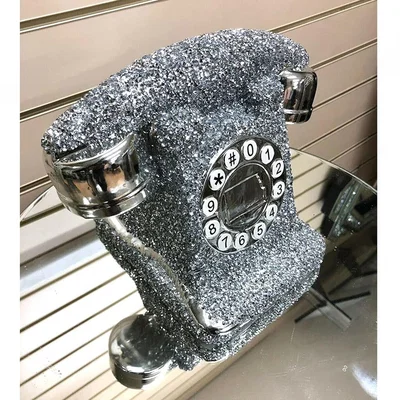 The Range Crushed Diamond Telephone Crystal Shelf Ornament - Silver