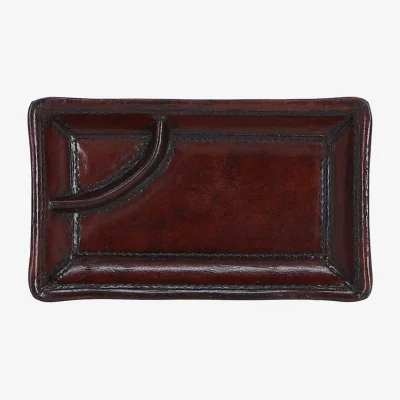 The Range Premium Leather Coin  Key Tray - Chestnut