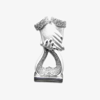 The Range Crushed Diamond Heart Hands Sparkle Lovely Ornament - Silver