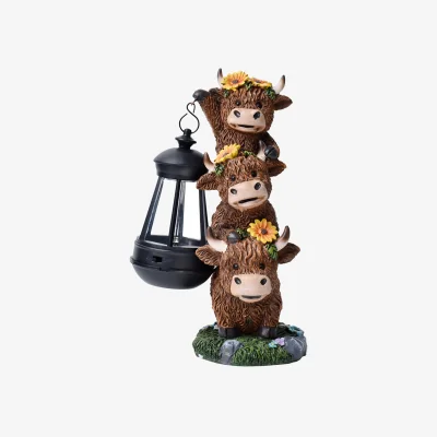The Range Outdoor Solar Calf Sculpture Pendant Light - Brown / 3.5in