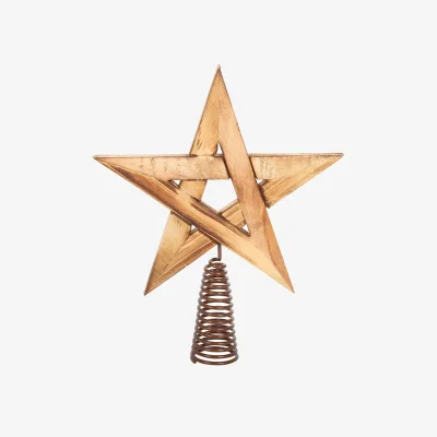 The Range Wooden Pentagram Tree Topper For Winter Solstice Decor - Brown
