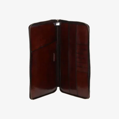 The Range Premium Leather Zip Up Document Holder - Chestnut