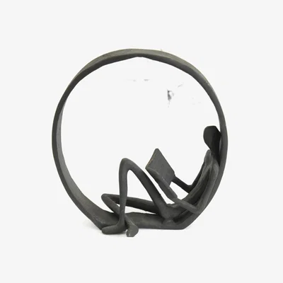 The Range Striking Reading Men Lie Circle Iron Sculpture Table Sitting Ornament Decor - Black