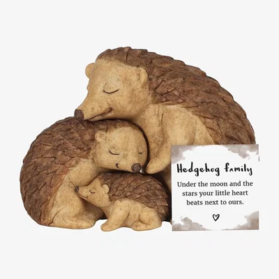 The Range Small Hedgehog Family Ornament (Height) 9 cm - Two Tone Brown