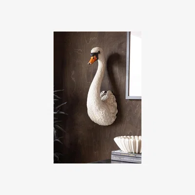 Rockett St George Large White Faux Swan Head Wall Art