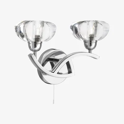 The Range Sculptured Ice II 2Lt Wall Light Chrome and Glass - Chrome