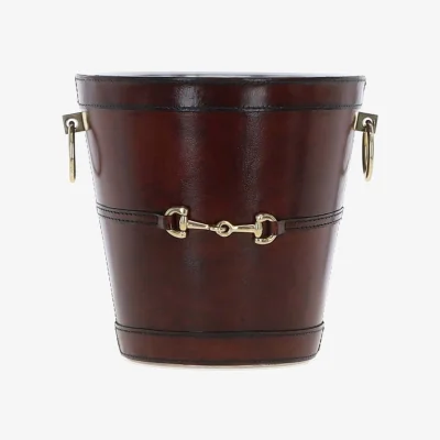 The Range Stylish and Functional Ashwood Genuine Leather Ice Bucket - Chestnut