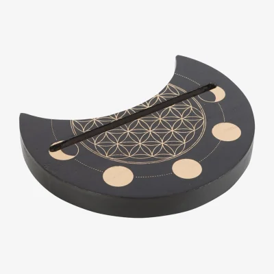The Range Flower Of Life Crescent Moon Tarot Card Stand - Black