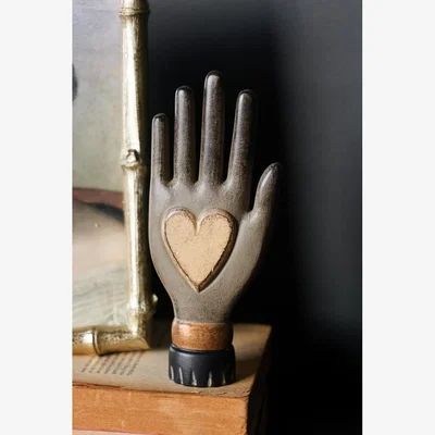 Rockett St George Small Off-White Heart On Hand Wall Ornament