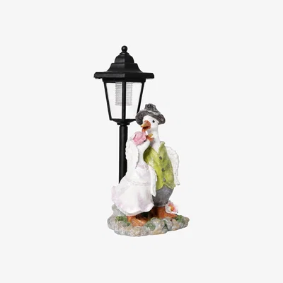 The Range Garden Ornaments Outdoor Solar Duck Sculpture with LED Light for Patio - Green