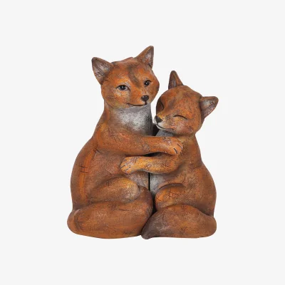 The Range Fox Couple Embrace Ornament With Sentiment Card - Orange