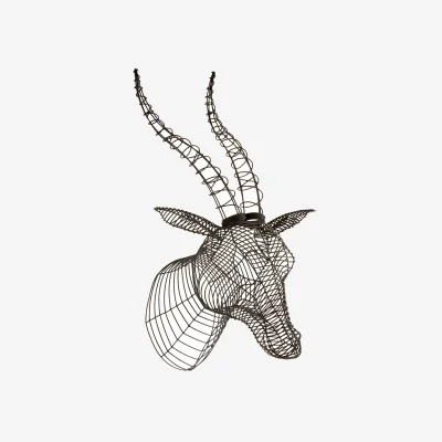 The Range Zania Black Wire Antelope Head Sculpture Wall Art - Black