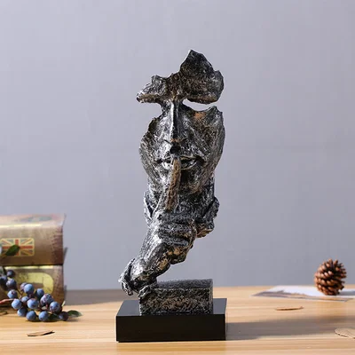 The Range Silence Face Figurine Sculpture - Retro Silver