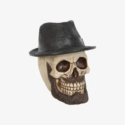 The Range Trilby Hat Skull Ornament With Beard And Moustache - Brown