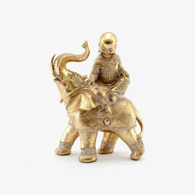 The Range Elegant Buddha On Elephant Decorative Ornament - Gold