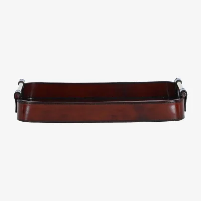 The Range Luxury Leather Serving Tray - Chestnut