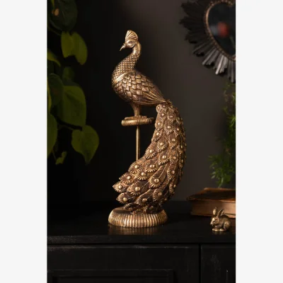 Rockett St George Antique-Style Gold Peacock Ornament