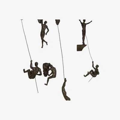 The Range Large Bronze Climbing Abseiling Hanging Ornament Figures - Bronze