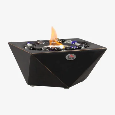 The Range Tabletop Ethanol Fireplace, Portable Bioethanol Fire Pit with Lid for Indoor - Black