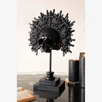 Rockett St George Black King Skull Ornament